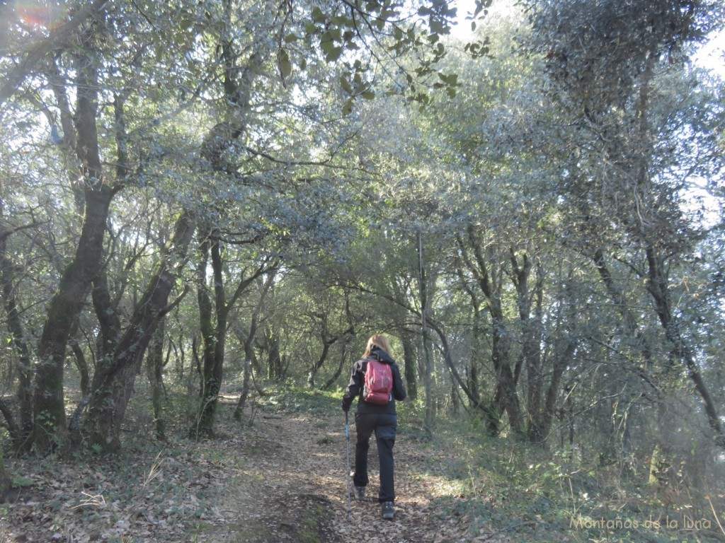 Anna subiendo al Volcá de Montolivet