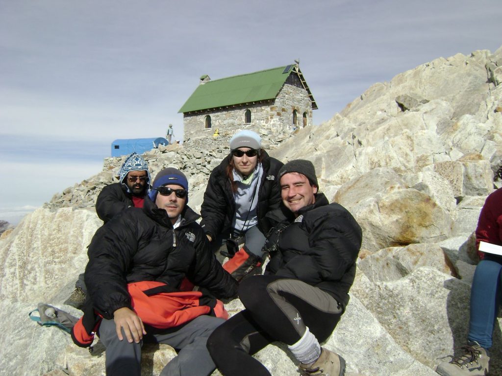 De izquierda a derecha: Jesús, Quique, Infi y Joaquín en Camp Rock, 5.130 mts.