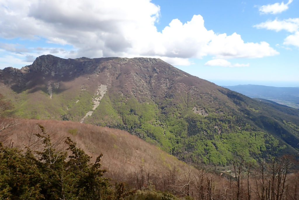 Bajando al Coll de Sant Marçal, Les Agudes a la izquierda